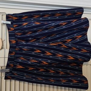 EUC Mata Traders Blue Orange Ikat A-line Mini Skirt 100% Cotton Trade Size Small
